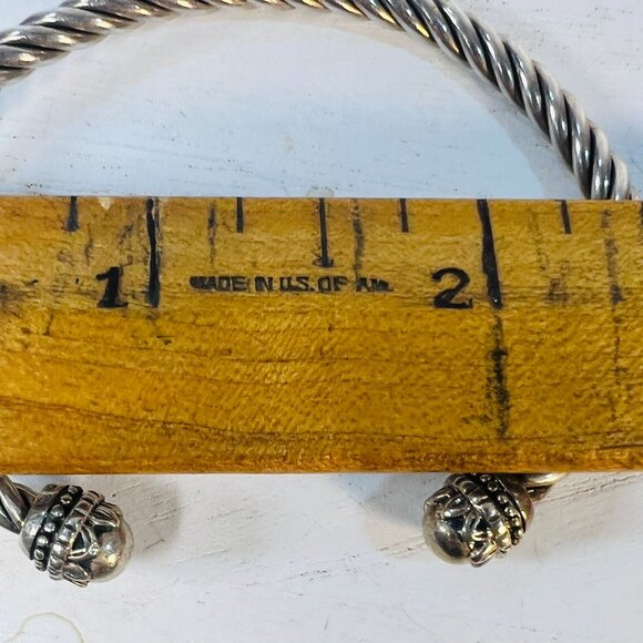 925 Sterling Unisex Twisted Cable Cuff Bracelet Jewelry Ornate End Caps Artisan - Picture 5 of 5